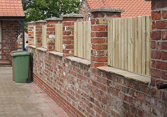 Image showing bespoke wooden infils for a brick wall